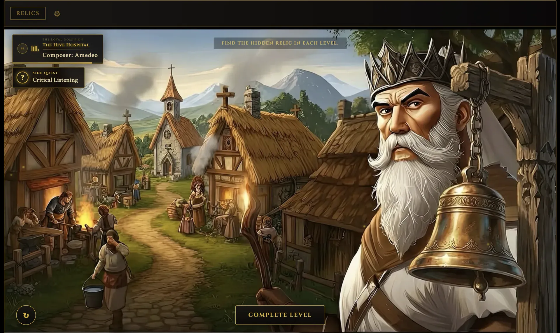 Level 1 gameplay — hunting the relic